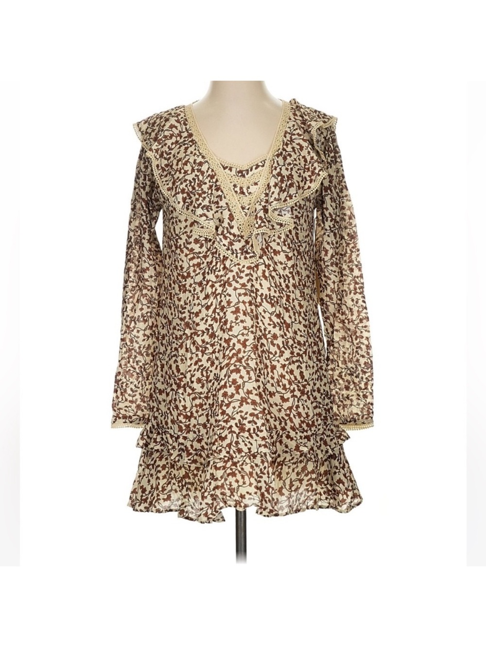 Tularosa Alicia mini dress in the Priya Camel Floral pattern Women’s Small - Picture 2 of 7